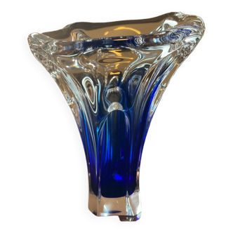 Vase en pâte de verre bicolore des années 70