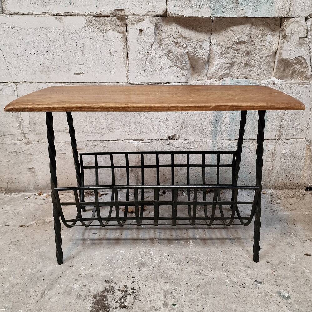 Vintage brutalist magazine rack