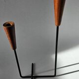 Rare teak and metal candle holder from the mid-century, Denmark, 1960s