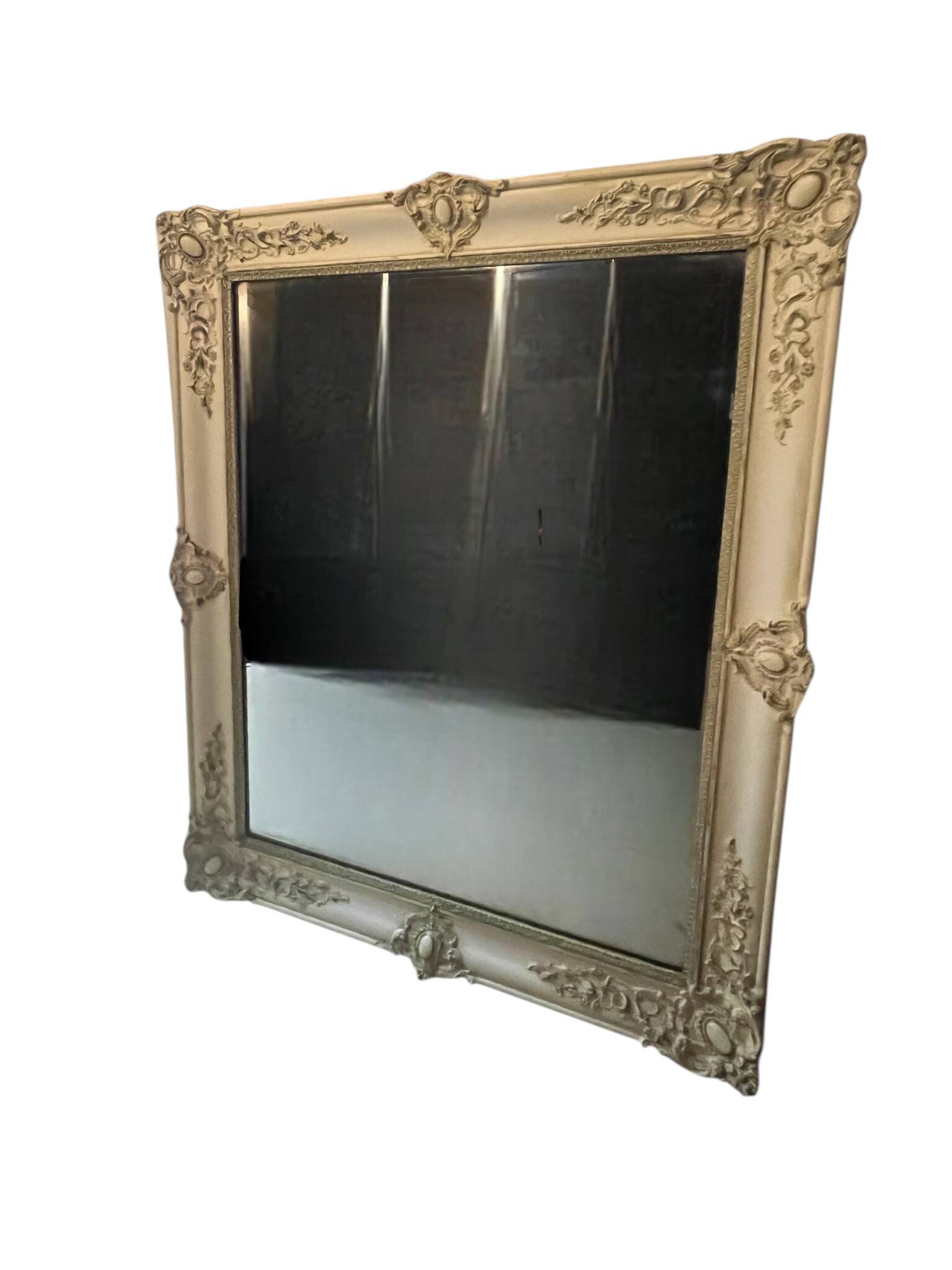 Large patinated wooden wall mirror Restoration 19th century