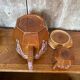 Antique gf art deco teapot flamed ceramic brown vintage