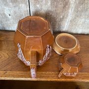 Ancienne théière gf art déco céramique flammée marron vintage