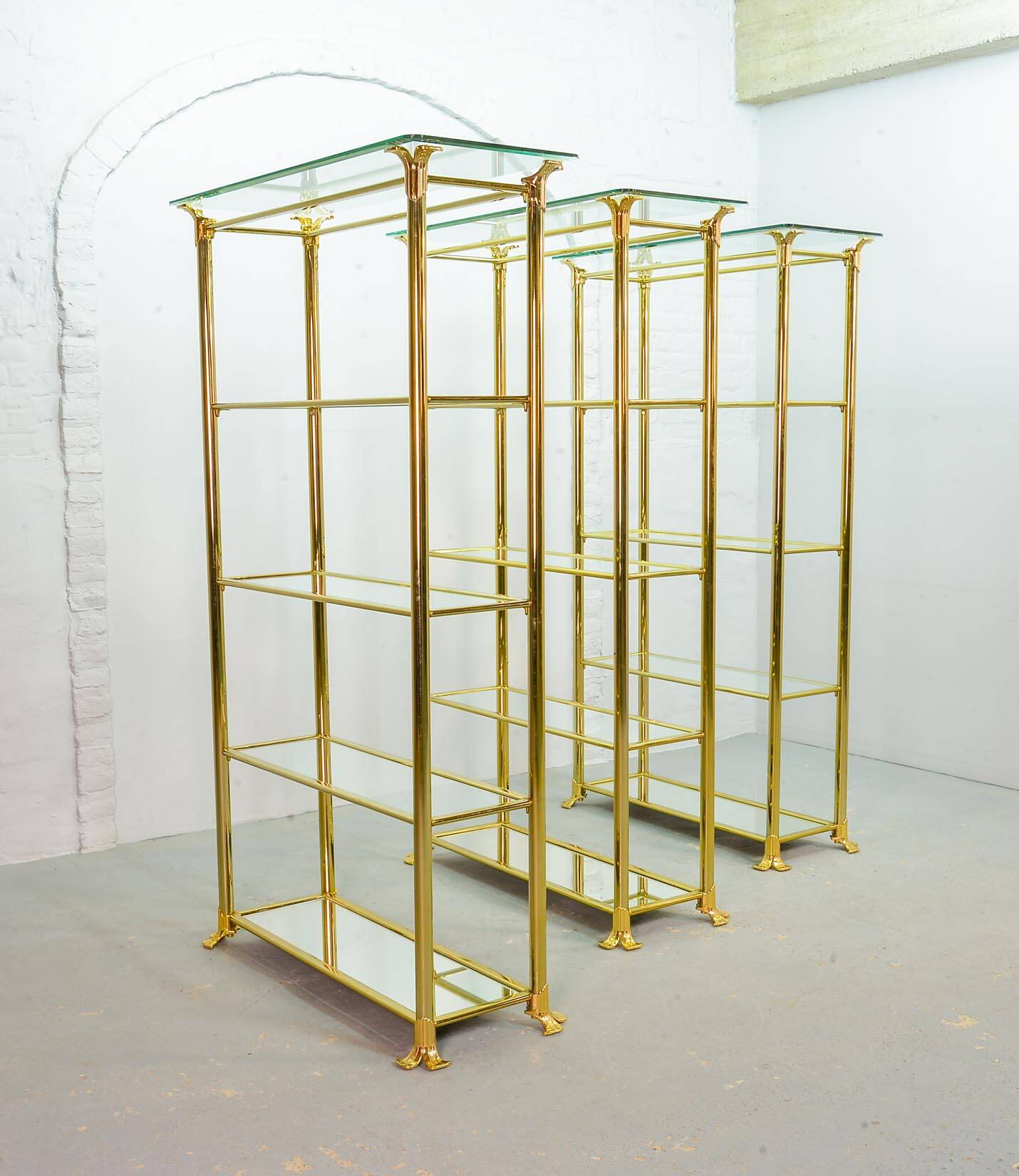 Ramiro Tarazona 24 Carat Goldplated Display Cabinet w. Glass Shelves 1980s