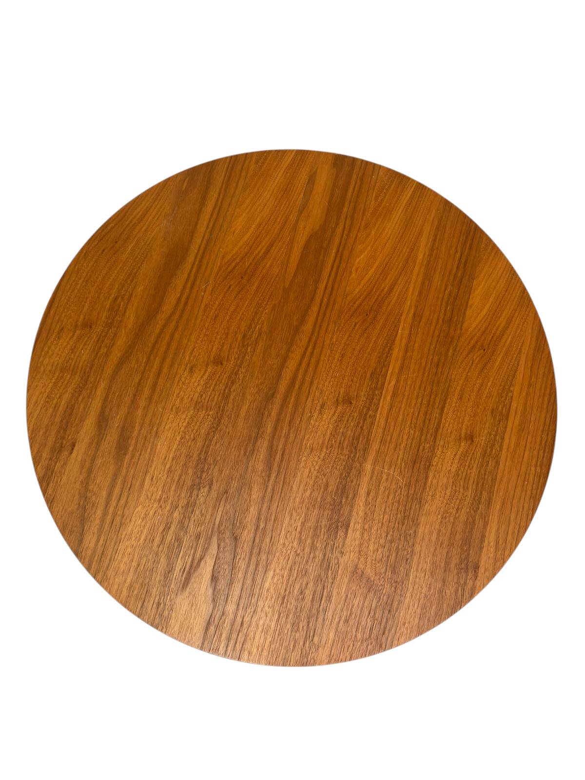 Vintage Scandinavian round coffee table in teak with removable glass top featuring a marble effect, 1960s.