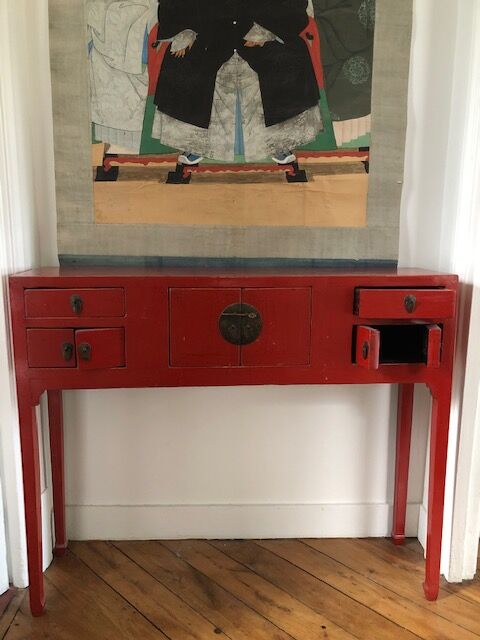 Chinese red lacquered console early twentieth century