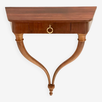 Walnut Wall-Mounted Console Table / Nightstand attr. to Guglielmo Ulrich, Italy