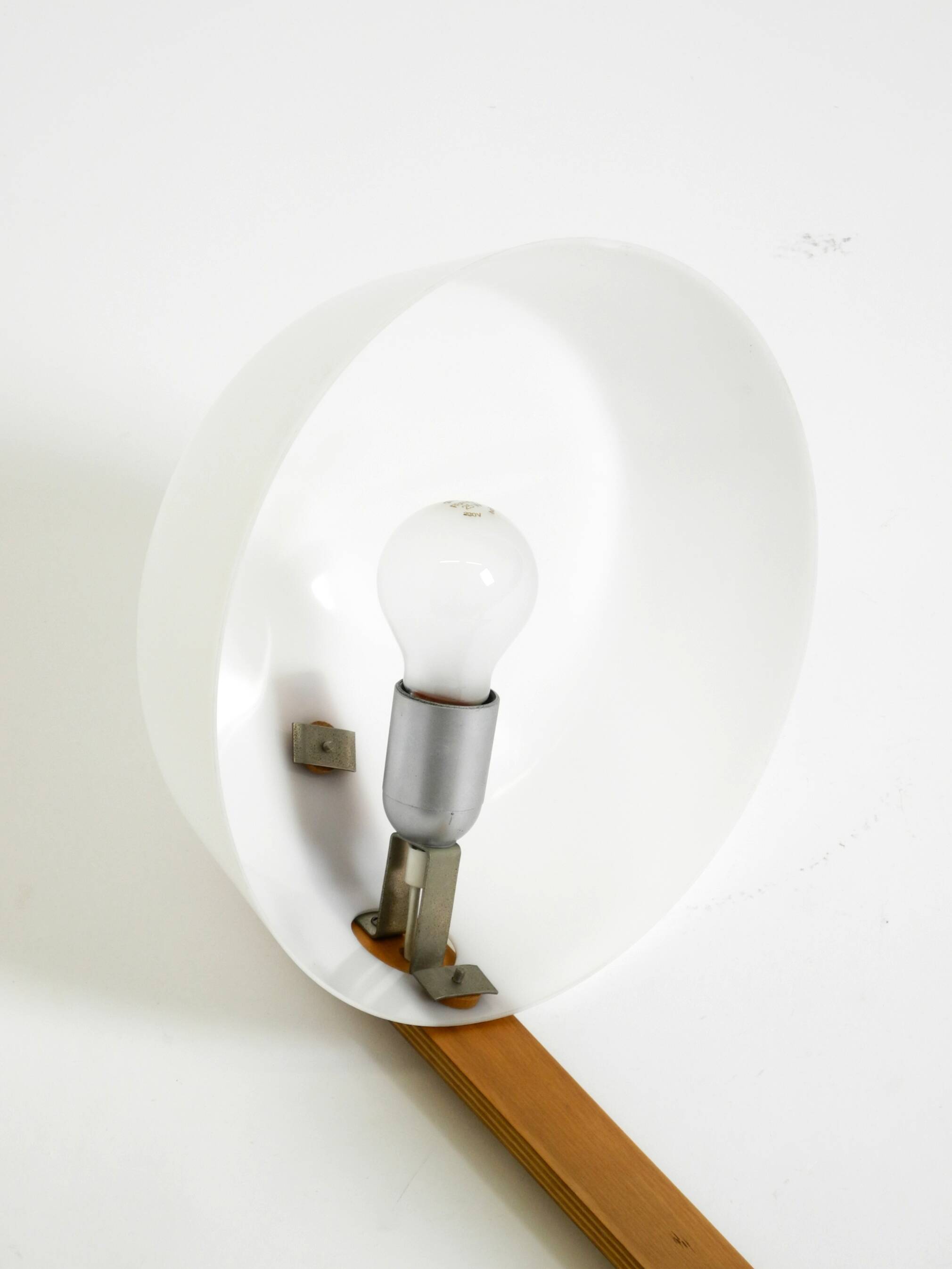 Original Space Age 1960s plywood table lamp with plastic shade by Temde