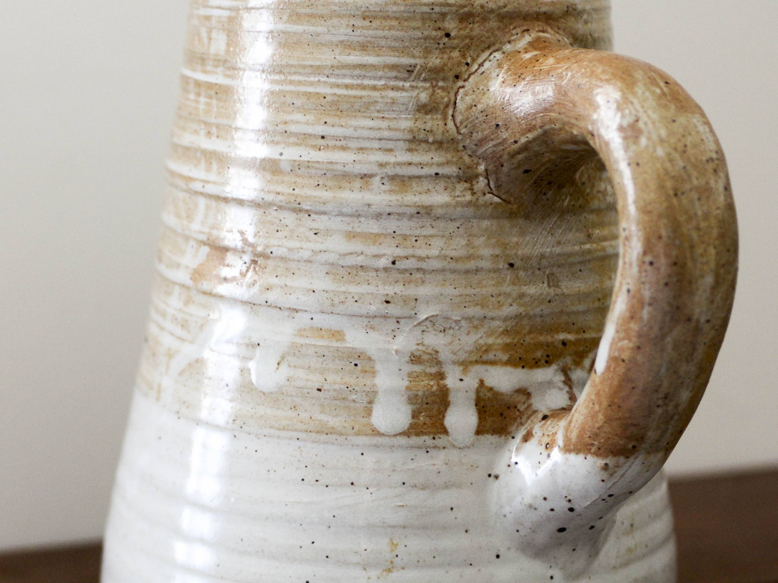 Glazed stoneware pitcher Pierre Lion Puisaye sandstone