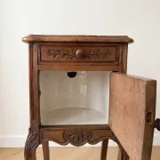 Antique Louis XV style bedside table in wood and marble.