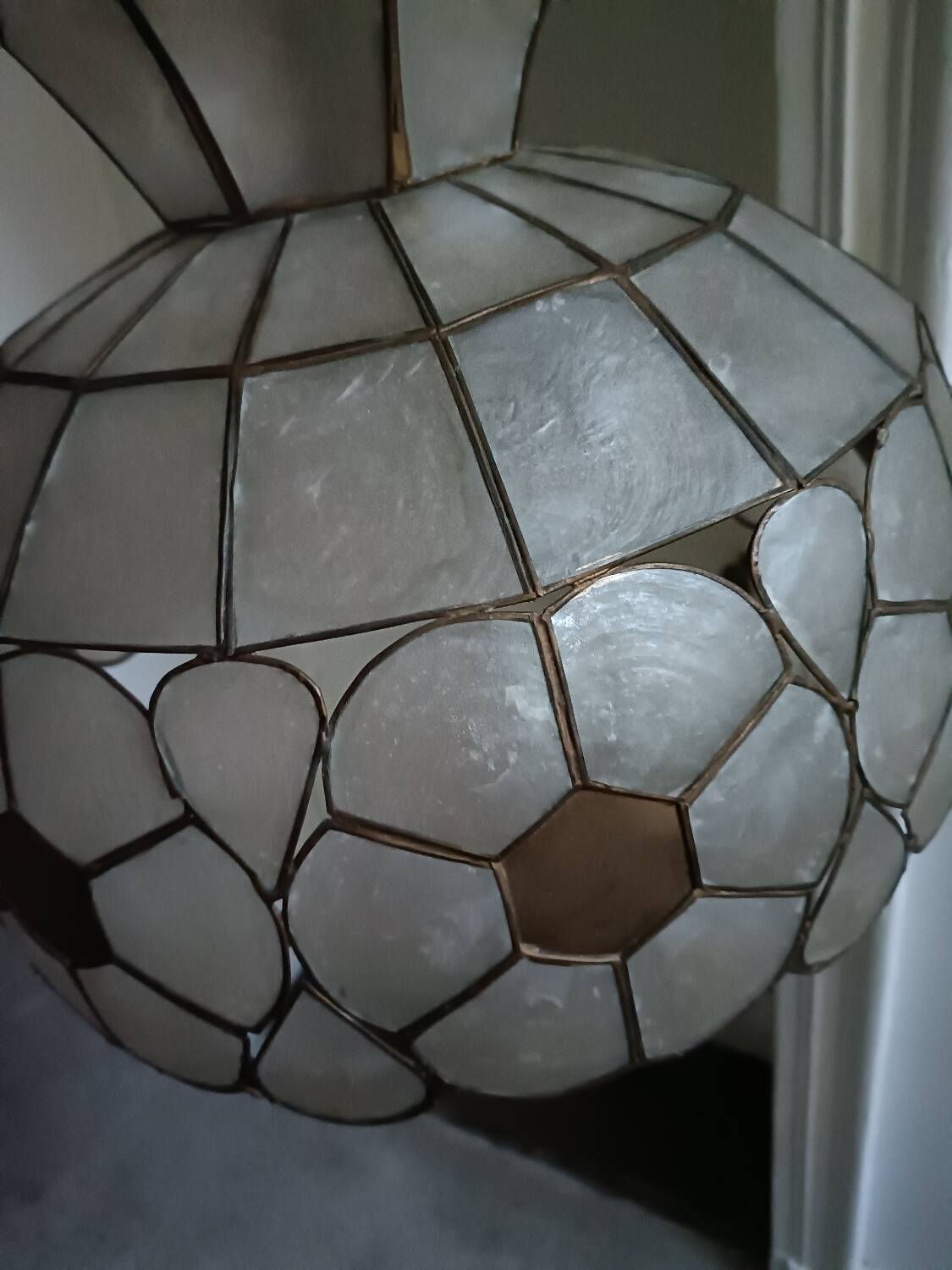 Mother-of-pearl and brass lampshade
