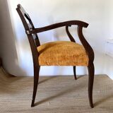 Pair of wooden and velvet armchairs from the 30s and 40s