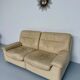 Old 2-seater beige leather sofa designed by Carl Larsson De Sede, vintage 80s