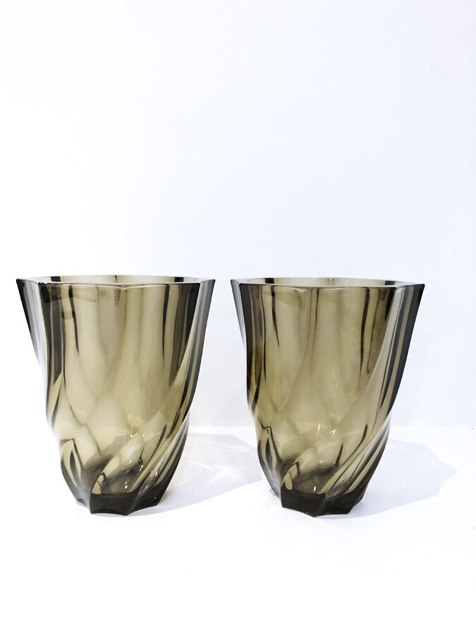 Pair of black glass vases, 1970