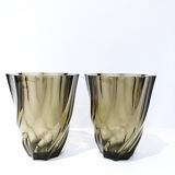 Paire de vases en verre noir, 1970