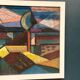 Large oil on panel by Josef Gustafsson, Cubist Landscape, Signed