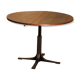 Extendable round table with steel base and wooden top