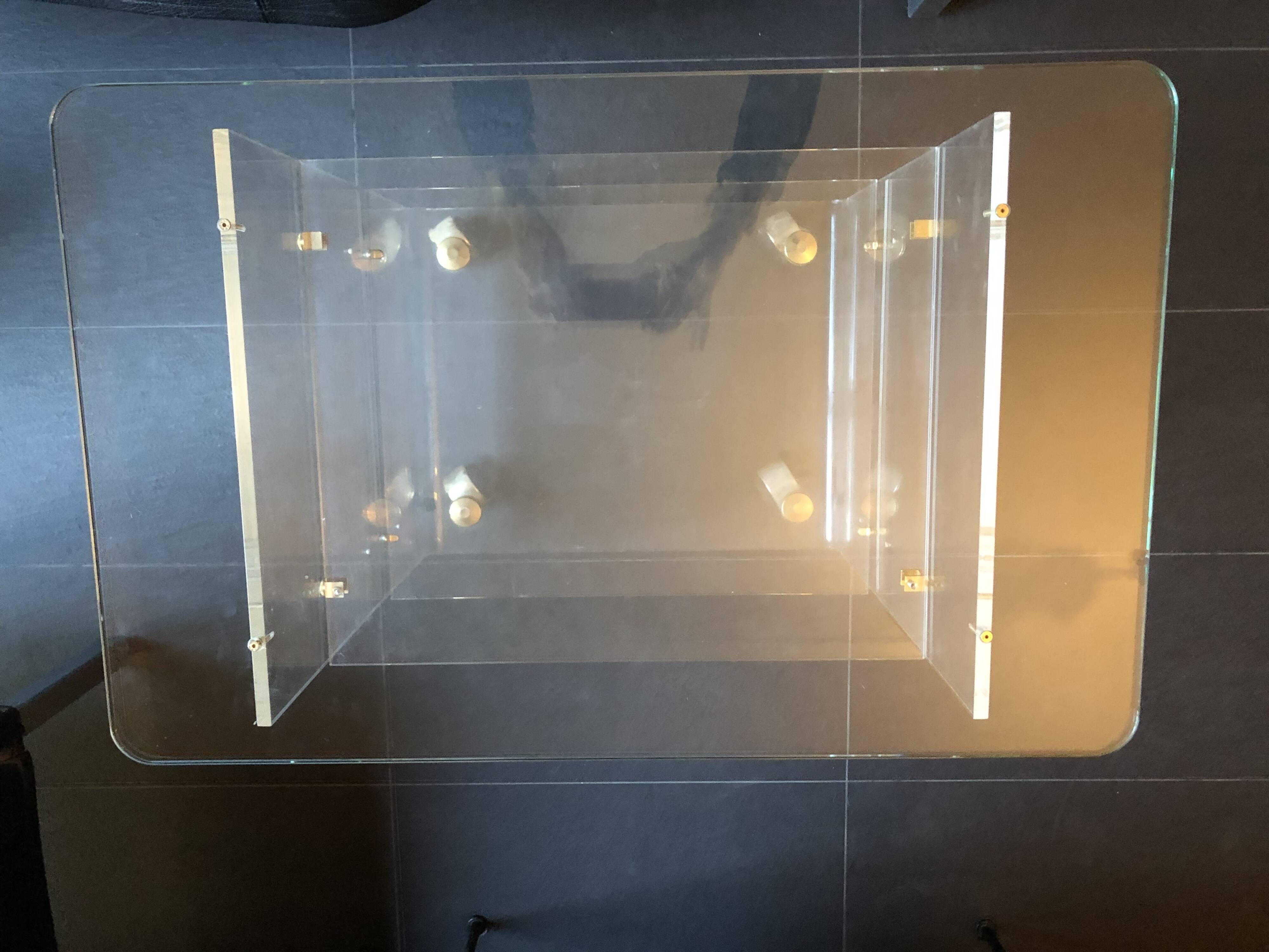 Desserte design David Lange – plexiglas & verre – années 70