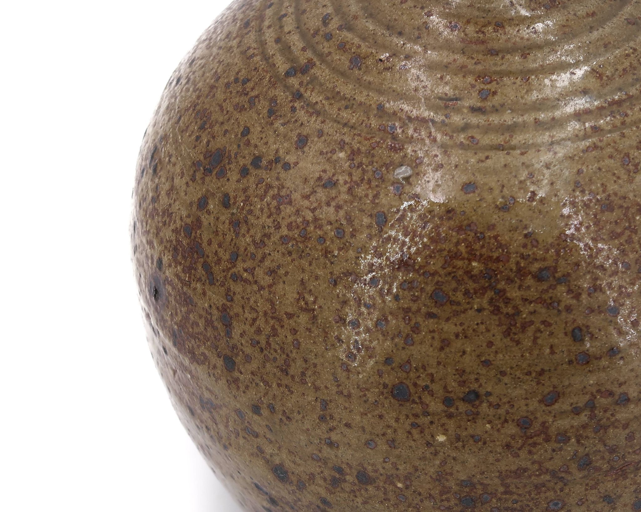 Lampe boule de potier en grès pyrité de Guy Baudat, années 70
