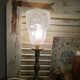 Lampe à poser pied bougeoir en laiton et tulipe Degué signée