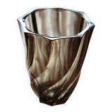 Petit vase en verre torsadé brun