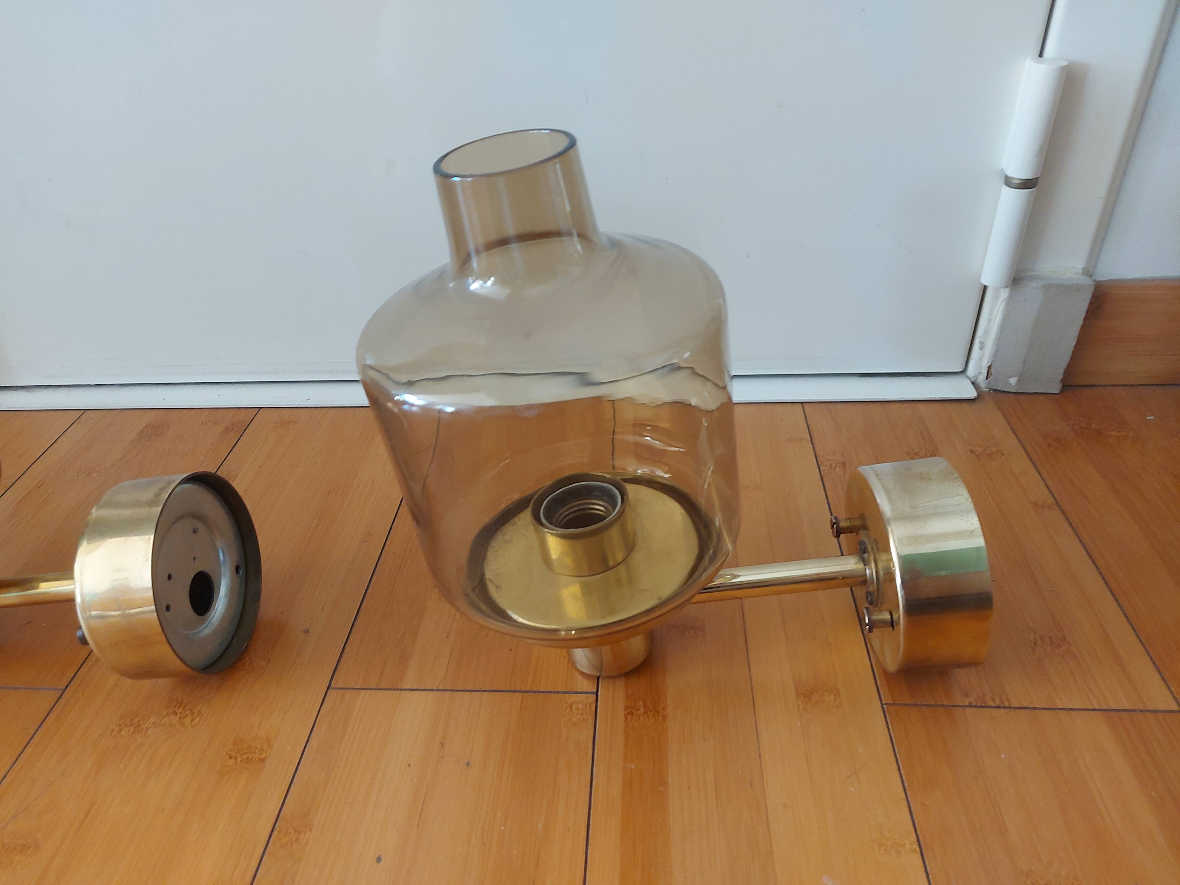 Pair of 60'S brass wall lamps, Hans Agne Jakobsson, model V212A