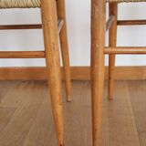Pair of Scandinavian straw chairs