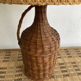 Wicker lamp, jute lampshade, fabric cable 2 m