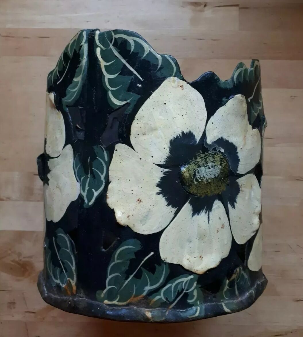 Vintage jar sheet painted flowers