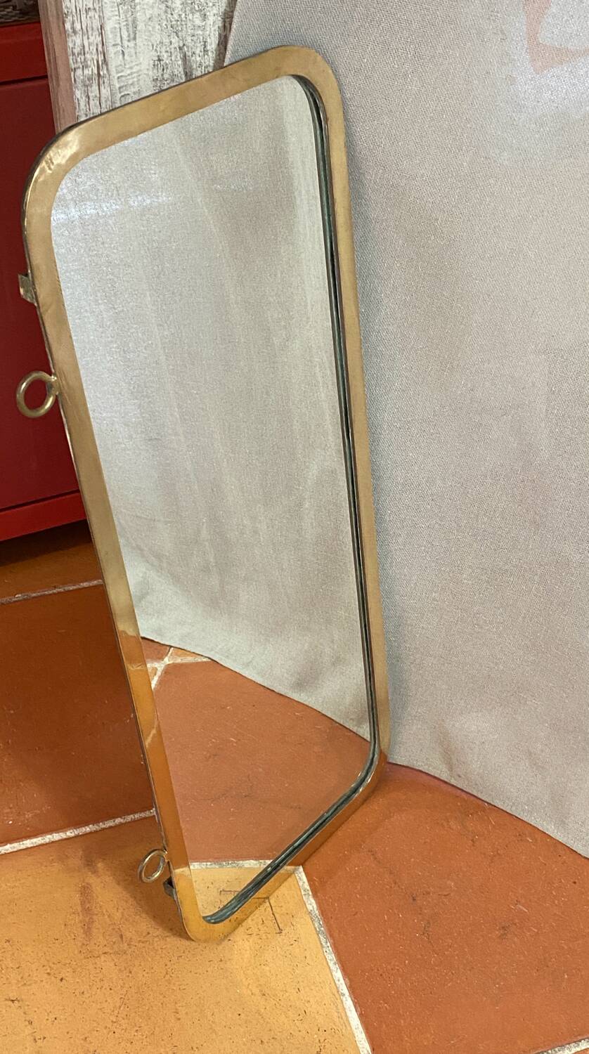 Grand miroir vintage en laiton