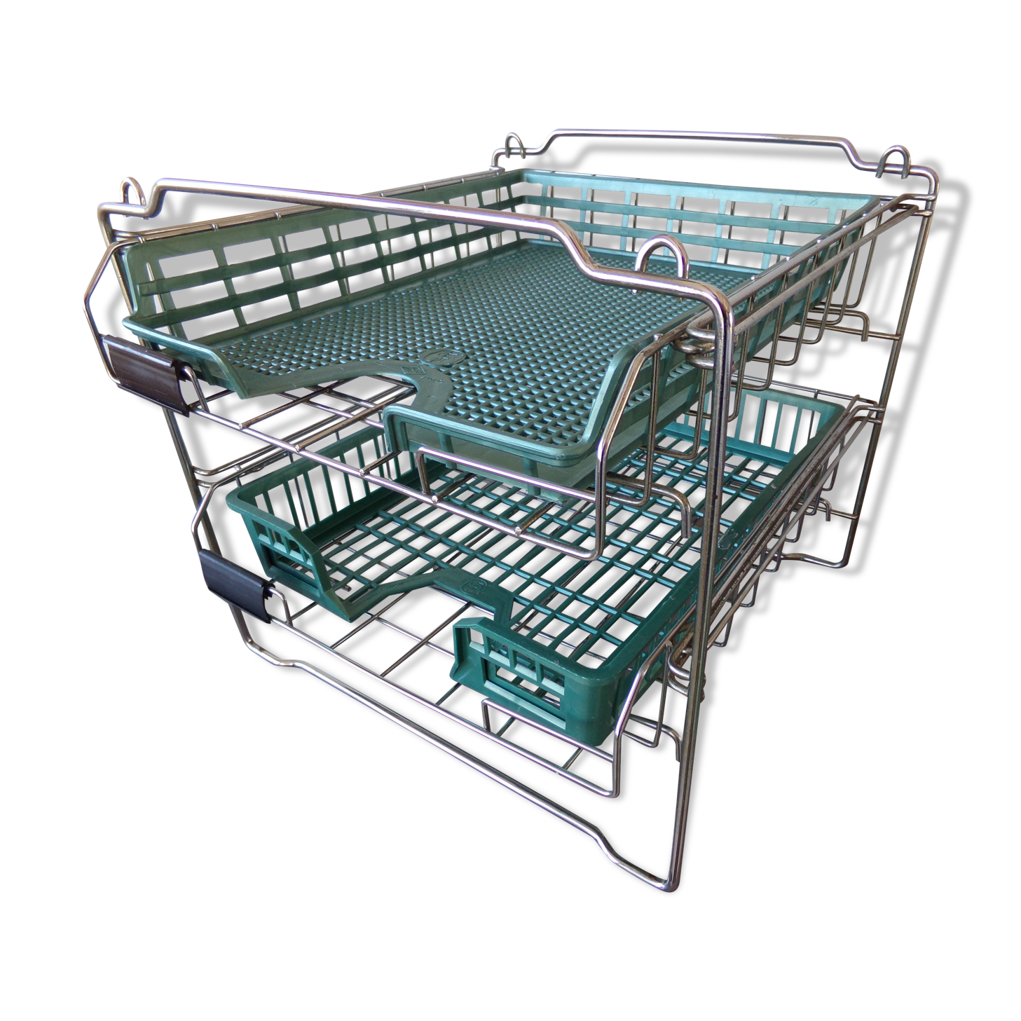 Banette of 2 metal mail baskets 70s