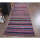 Vintage Turkish Hand-Knotted Wool Cotton Red Kilim Runner Rug 107x336
