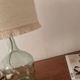 Lampe dame jeanne et jute écrue