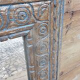 Ancien miroir Art nouveau en teck birman