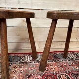 Pair of vintage brutalist tripod stools 50/60