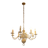 Dutch chandelier eight branch three solid bronze sconces