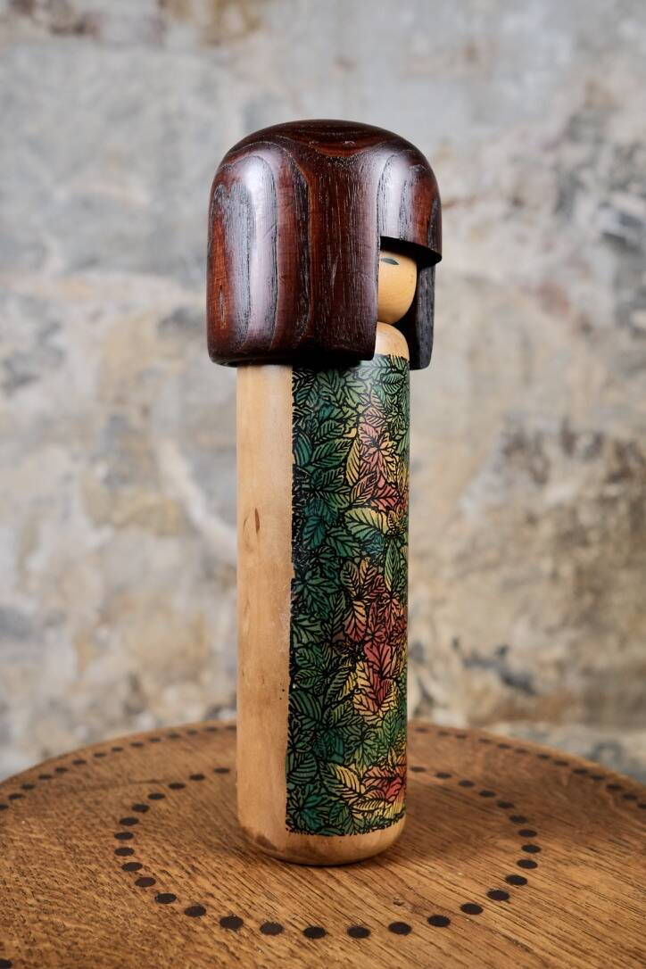 Leaf kokeshi, by Usaburo, Japan, 1970s
