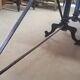 Large bistro table with a wooden top and cast iron legs - 2m56