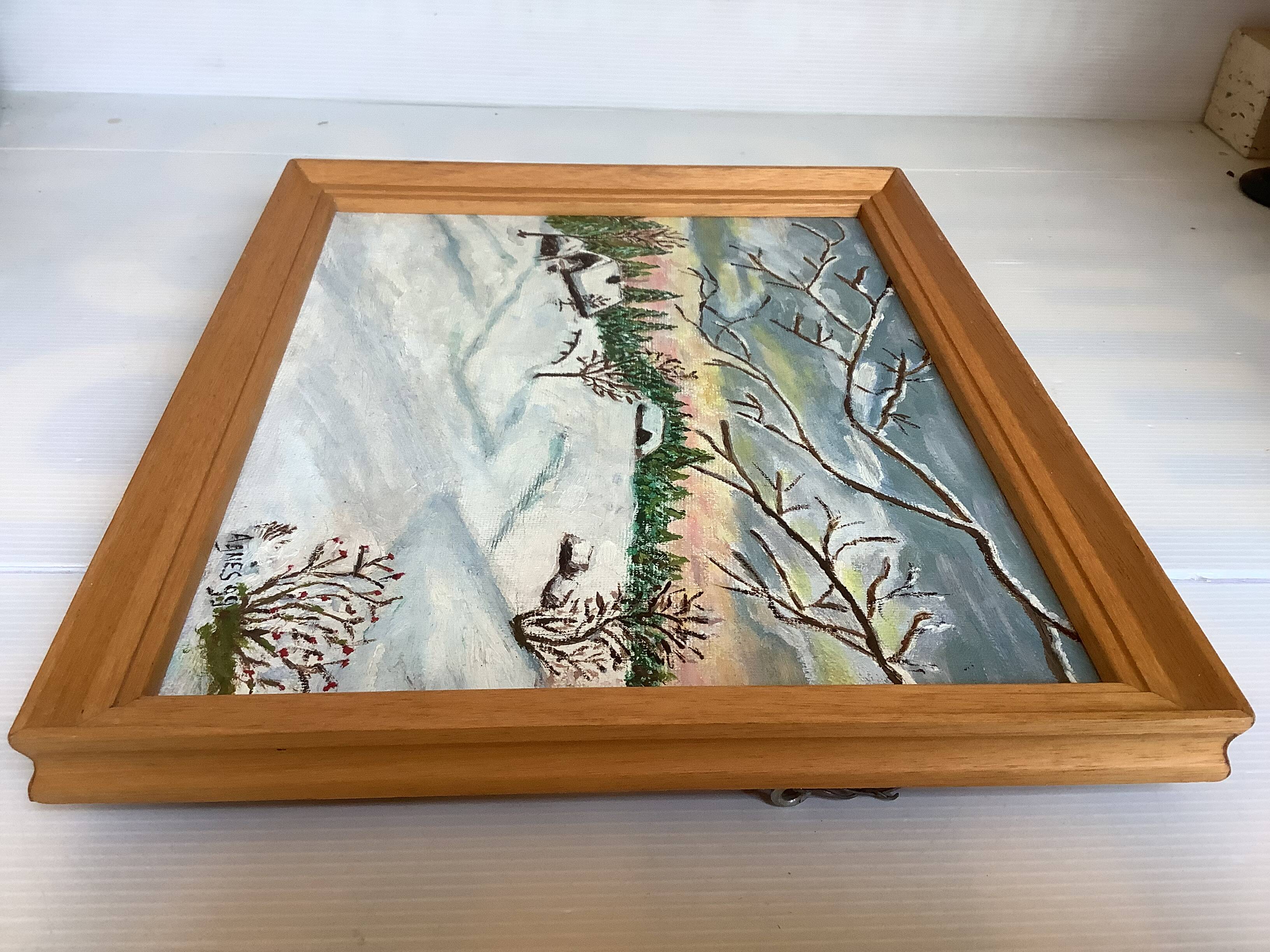 Winter landscape under snow oil on canvas signed
