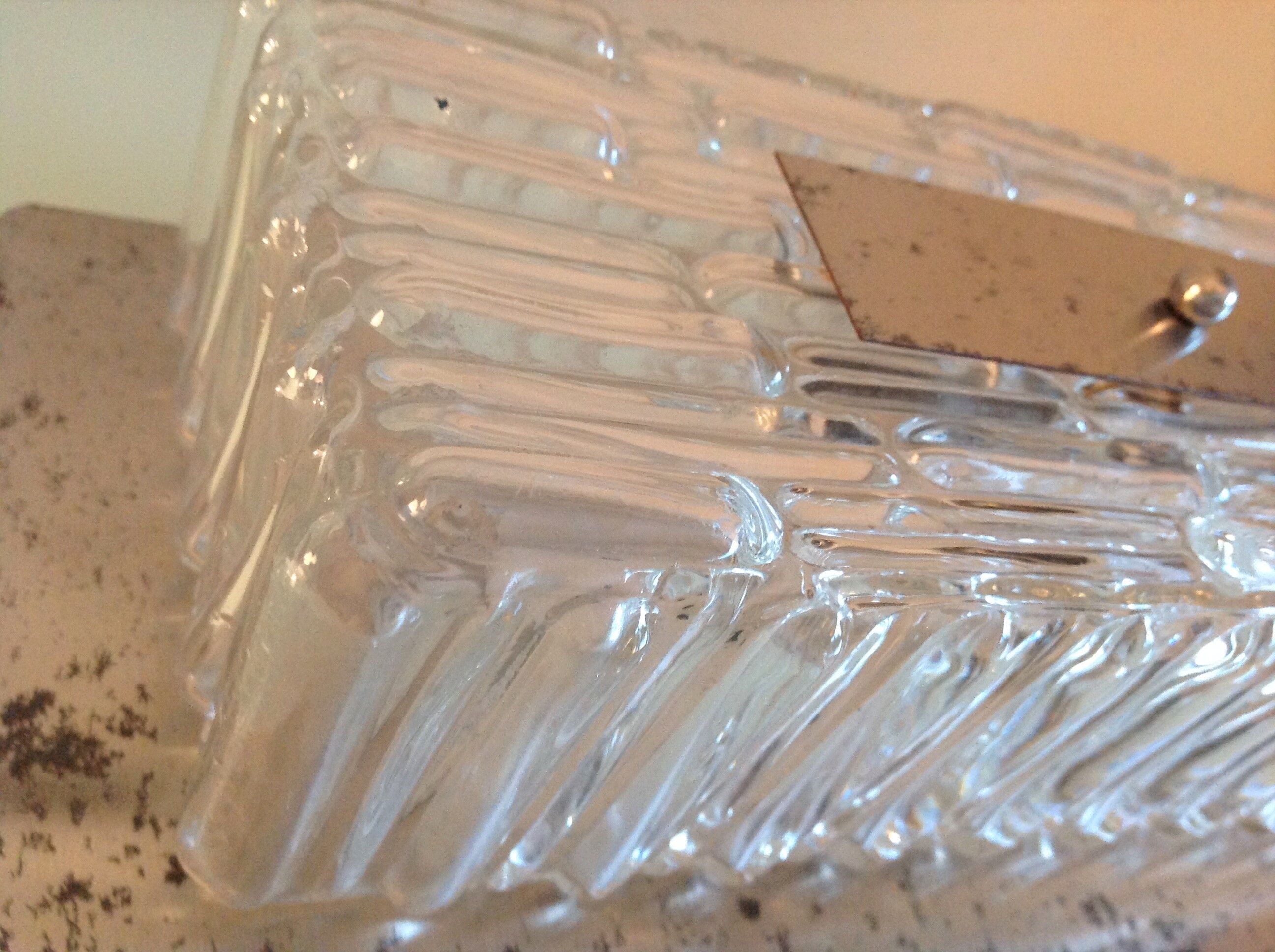 Rectangular wall lamp in brushed glass and metal / vintage 60s-70s