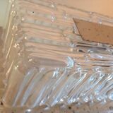 Rectangular wall lamp in brushed glass and metal / vintage 60s-70s