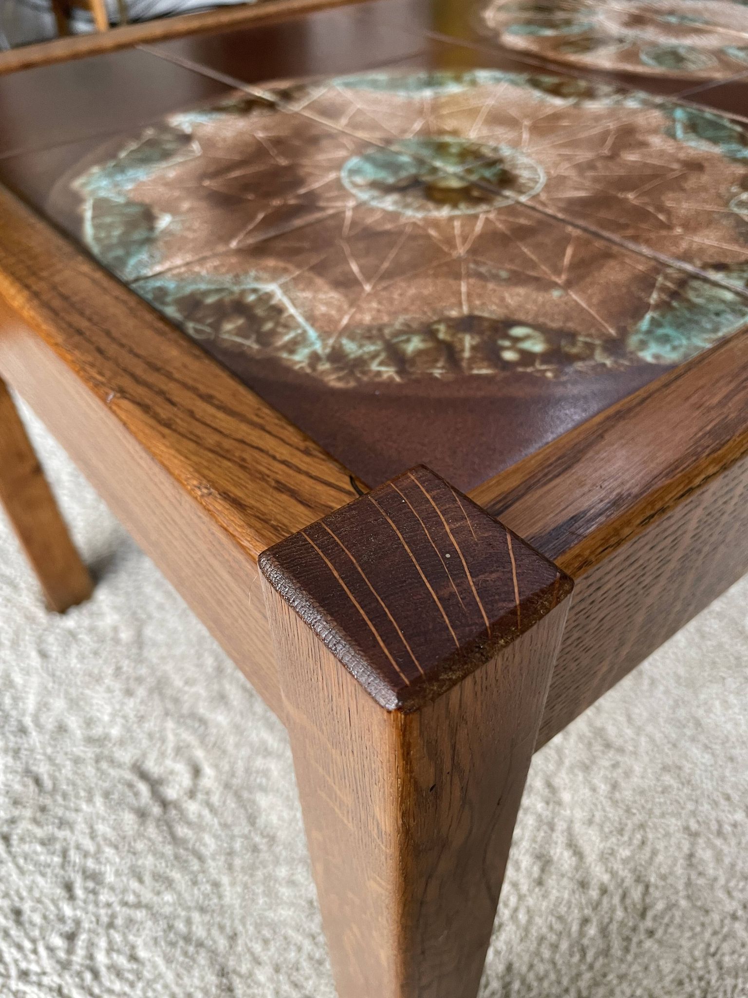 Coffee table in wood and ceramic attributed to Juliette Belarti alias Julien de Covemaeker