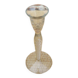 Old twisted transparent glass candlestick
