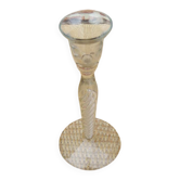 Old twisted transparent glass candlestick