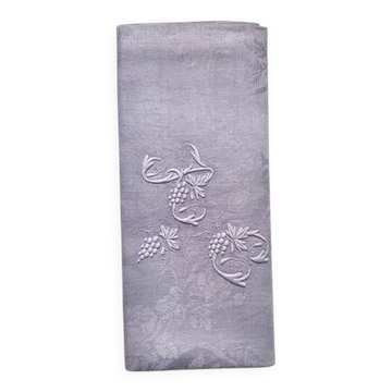 Serviette de table ancienne brodée AC lilas