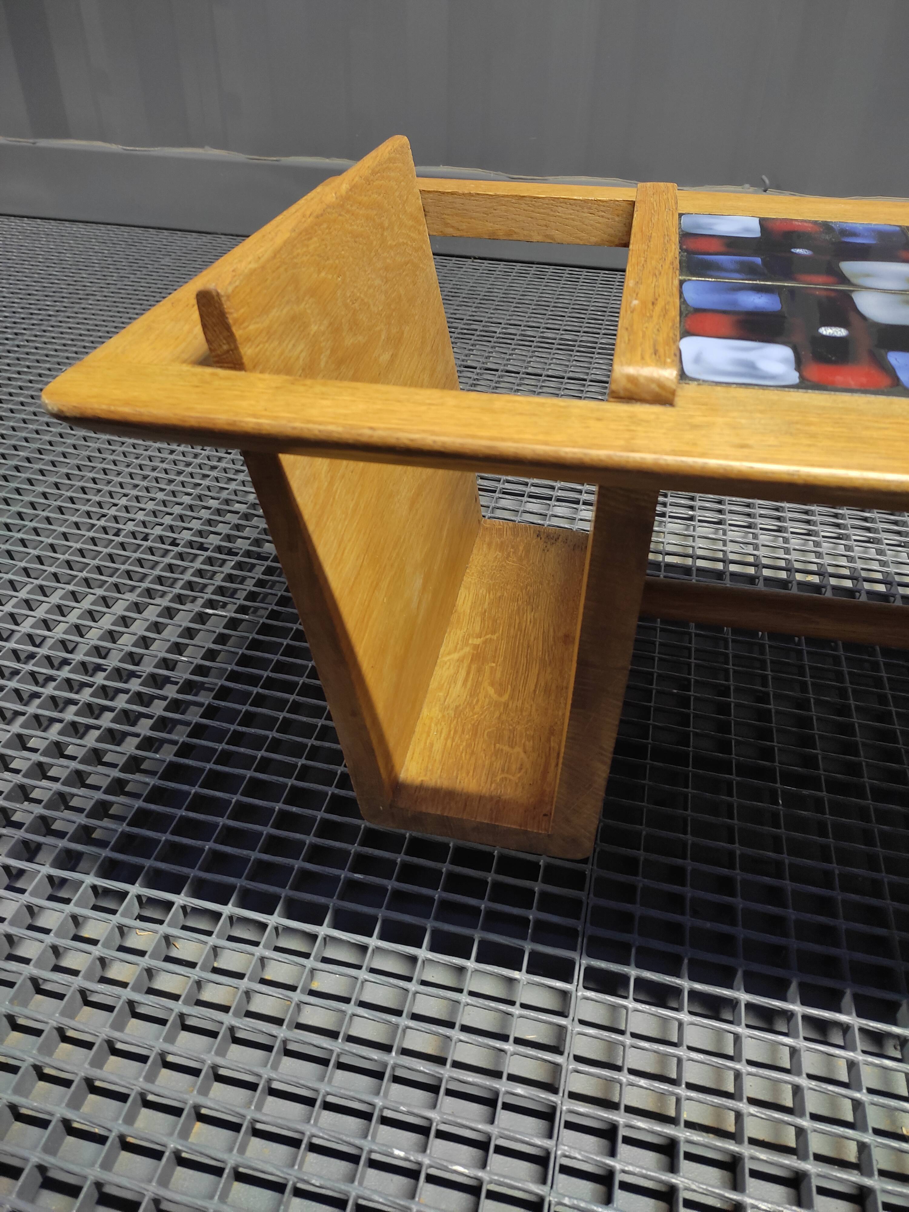 Oak coffee table by Guillerme and Chambron