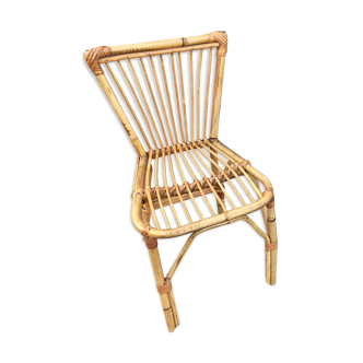 Chaise enfant en rotin bambou 1960