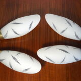 Pair of double opaline and brass wall lights from the 1960s-1970s.