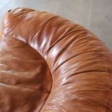 Croissant Sofa in Cognac Leather by Raphael Raffel for Honore Paris, 1970s