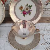 Head to head in porcelain Bavaria 6 pieces floral decoration and gilding