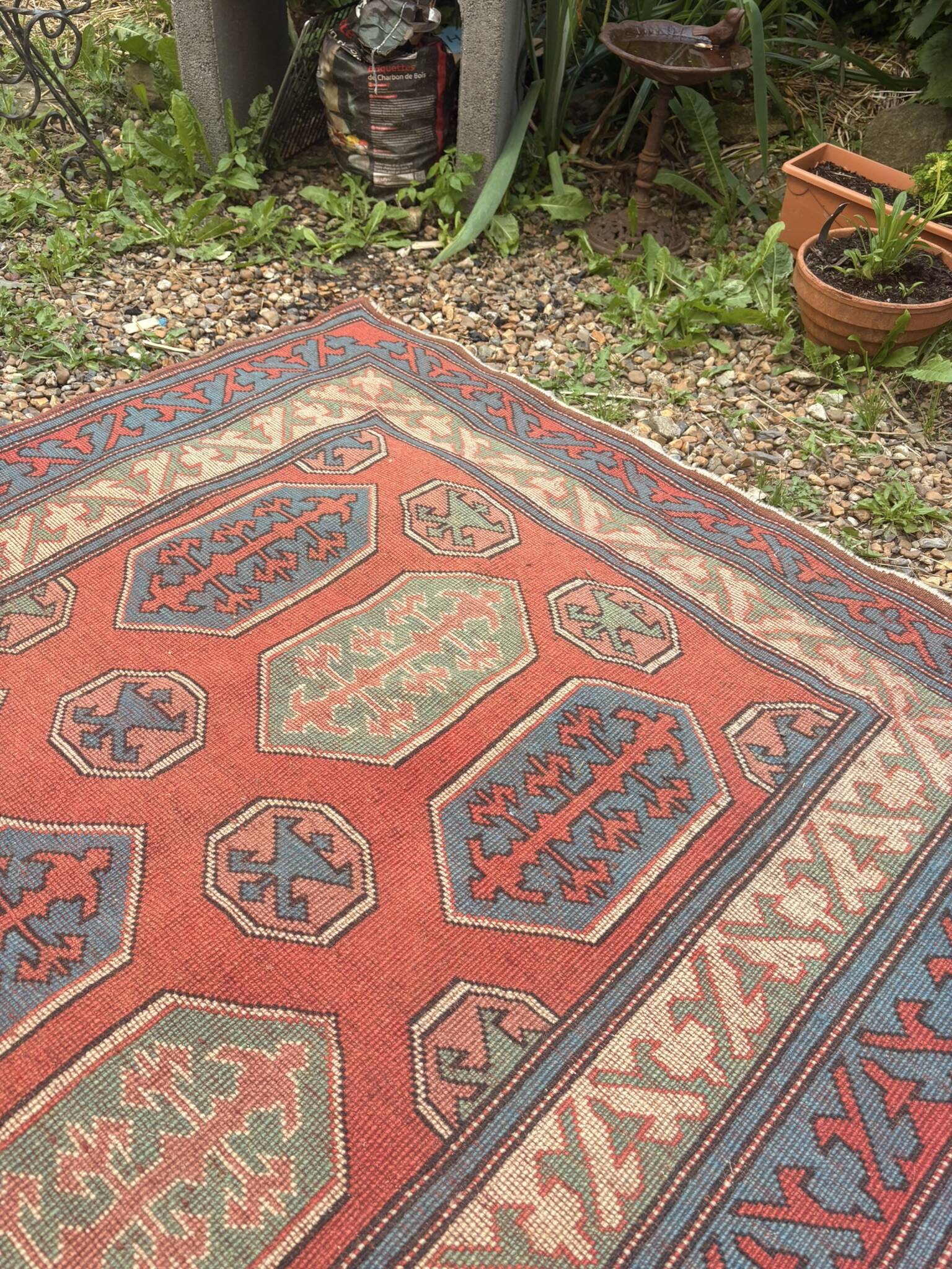 Antique Shirvan carpet Caucasus 125x190 handmade wool geometric tribal boho